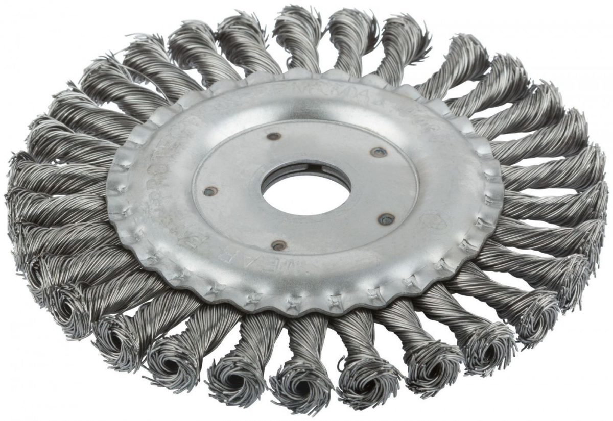 Корщетка для УШМ колесо", посадочный диаметр 22,2 мм, стальная витая проволока 150 мм (MOS) FIT