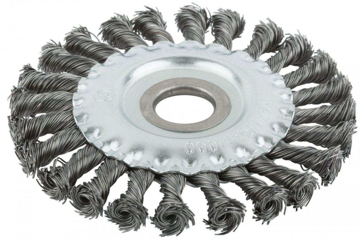 Корщетка для УШМ колесо", посадочный диаметр 22,2 мм, стальная витая проволока 125 мм (MOS) FIT DD20