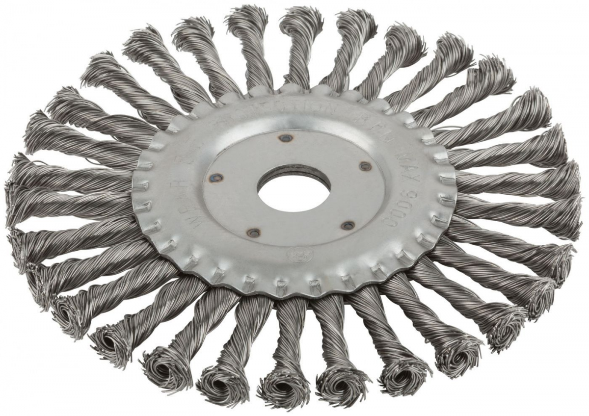 Корщетка для УШМ колесо", посадочный диаметр 22,2 мм, стальная витая проволока 180 мм (MOS) FIT