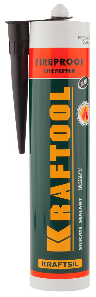 Герметик Kraftool FR150 силиконовый огнеупорный, 300мл, черный
