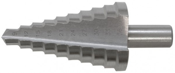 Сверло ступенчатое HSS по металлу, 9 ступеней, 4-12 мм FIT