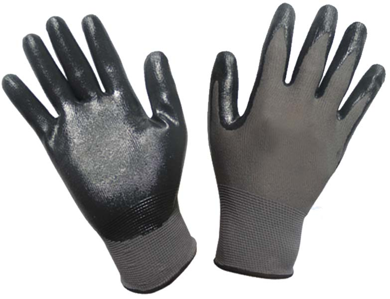 Перчатки нейлоновые с нитриловым покрытием р. 10 черные/оранж
