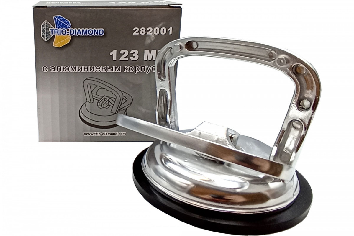 Стеклодомкрат присоска алюминиевая зажимная одинарная для плитки и стекла 123 мм, 282001
