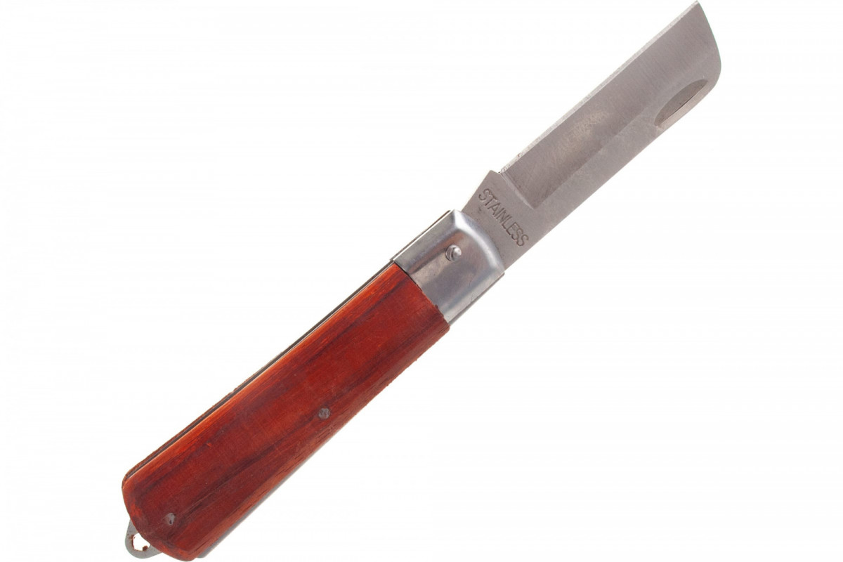 Нож складной 200мм прямое лезвие деревянная ручка SPARTA