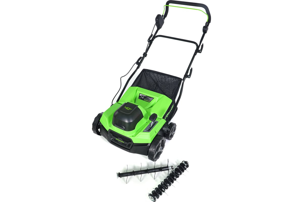 Аэратор-скарификатор аккумуляторный Greenworks GD40SC38II, 40V, бесщеточный, без АКБ и ЗУ (2517607)