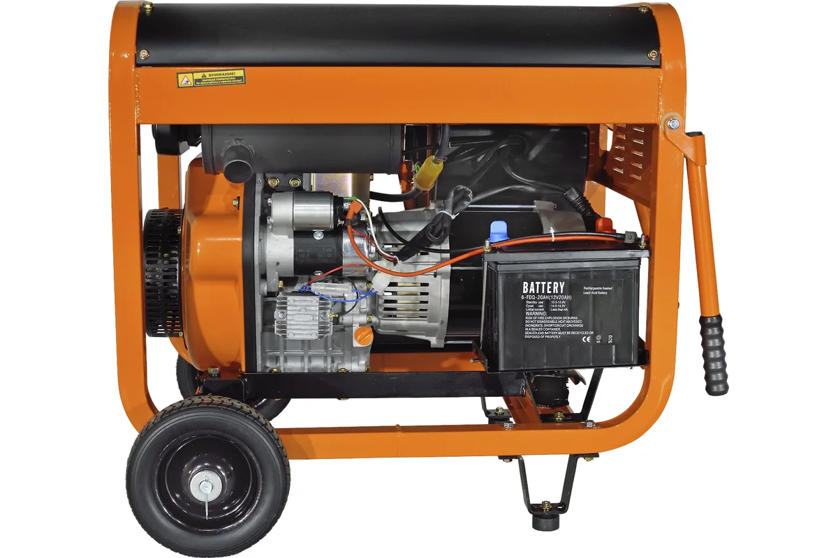 Генератор дизельный CARVER PPG - 9000DE (LT-192FD,7,0/7,5кВт,220В, бак12.5л, э/старт, колеса, медь