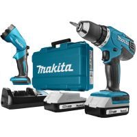 Шуруповерт Makita 18В DF457DWLE(18В, 2х1.5Ач Li, БЗП-13мм, 24Нм)+фонарь Шуруповерт Makita 18В DF457DWLE(18В, 2х1.5Ач Li, БЗП-13мм, 24Нм)+фонарь