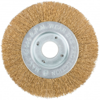 Корщетка для УШМ колесо, посадочный диаметр 22,2 мм, стальная латун. волнистая проволока 125 мм FIT