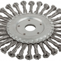 Корщетка для УШМ колесо", посадочный диаметр 22,2 мм, стальная витая проволока 180 мм (MOS) FIT