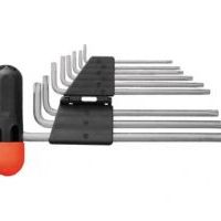 Набор ключей TORX 9 шт. CrV Т10-Т50, с отверстием, длинные, с пласт.Т-обр.ручкой, Профи FIT