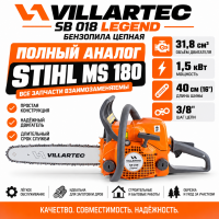 Бензопила VILLARTEC SB 018 Legend шина 40 см.(16") Цепь 3/8-1,3-55 1101180002 Бензопила VILLARTEC SB 018 Legend шина 40 см.(16") Цепь 3/8-1,3-55 1101180002